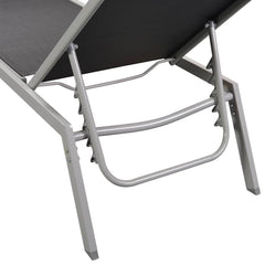 vidaXL Sun Lounger Steel and Textilene Black 6