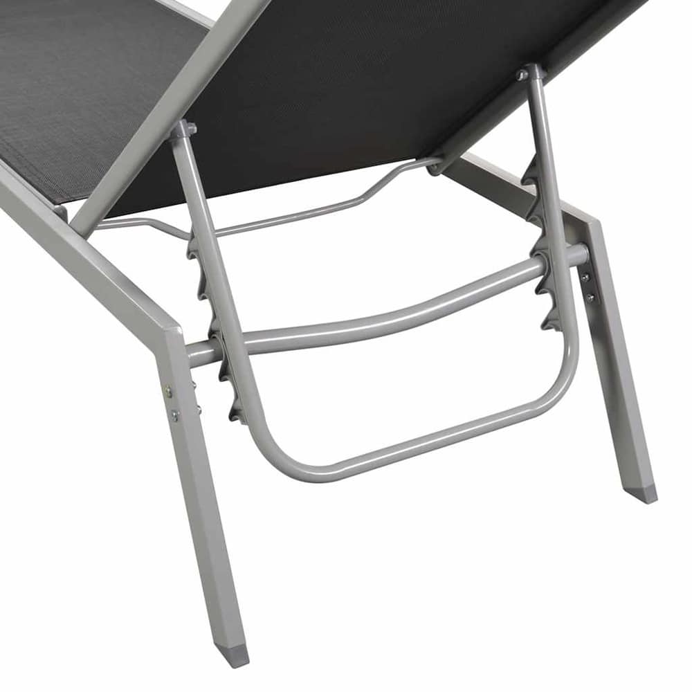 vidaXL Sun Loungers 2 pcs with Table Steel and Textilene Black 4