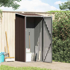 Garden Shed 87x98x159 cm Galvanised Steel Brown