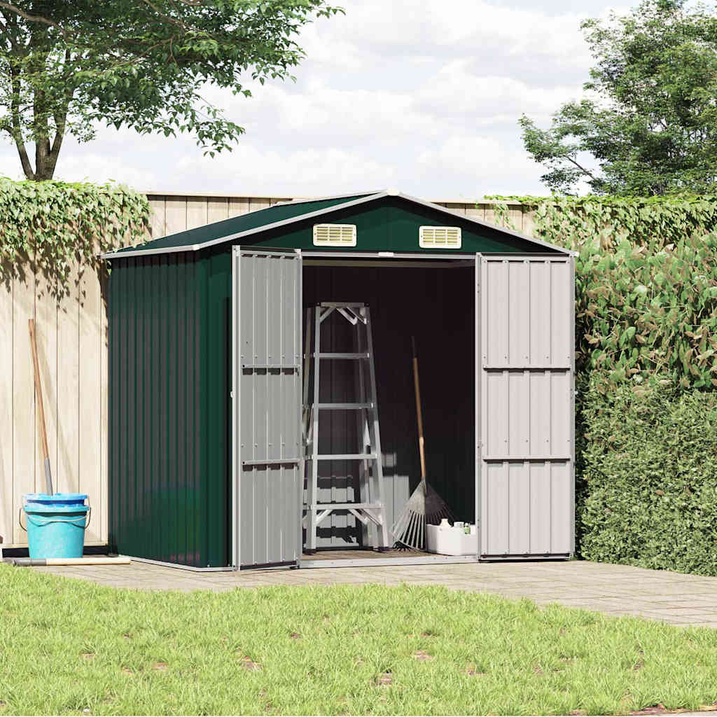 Garden Shed 205x129x183 cm Galvanised Steel Green