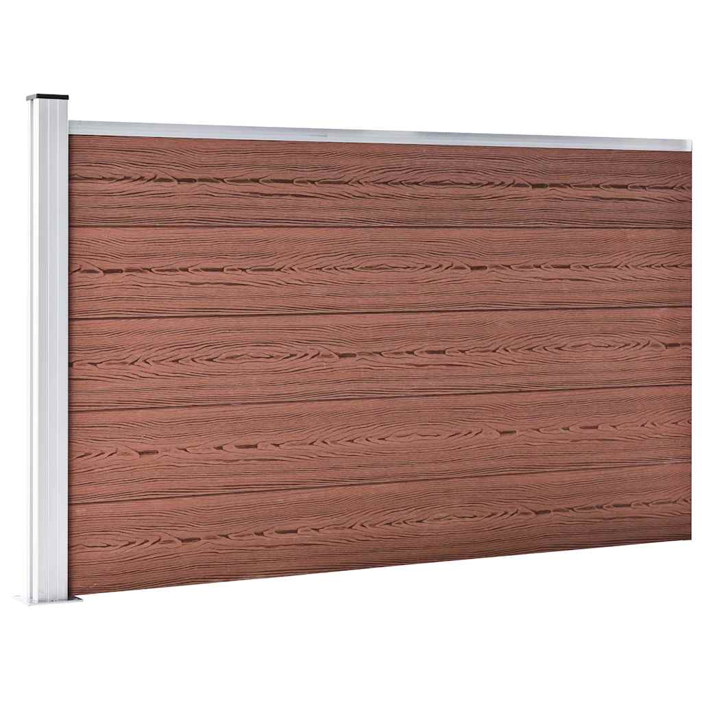 Garden Fence WPC 353x106 cm Brown 1 section with 1 post