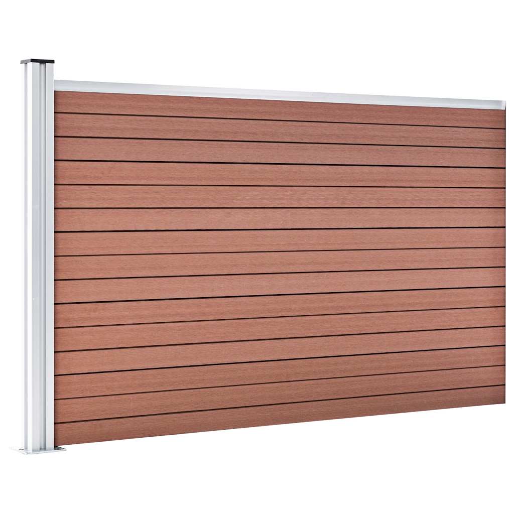 Garden Fence WPC 353x106 cm Brown 1 section with 1 post