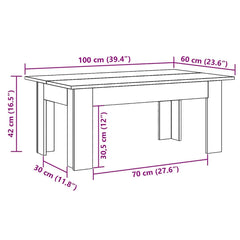 vidaXL Coffee Table | Sonoma Oak | Engineered wood | 100x60x42 cm | Durable 6