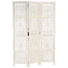 Hand Carved 5-Panel Room Divider 200x165 cm White 3