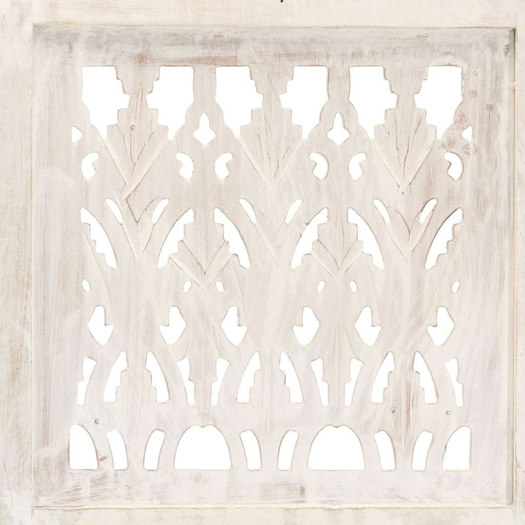 Hand Carved 5-Panel Room Divider 200x165 cm White 3