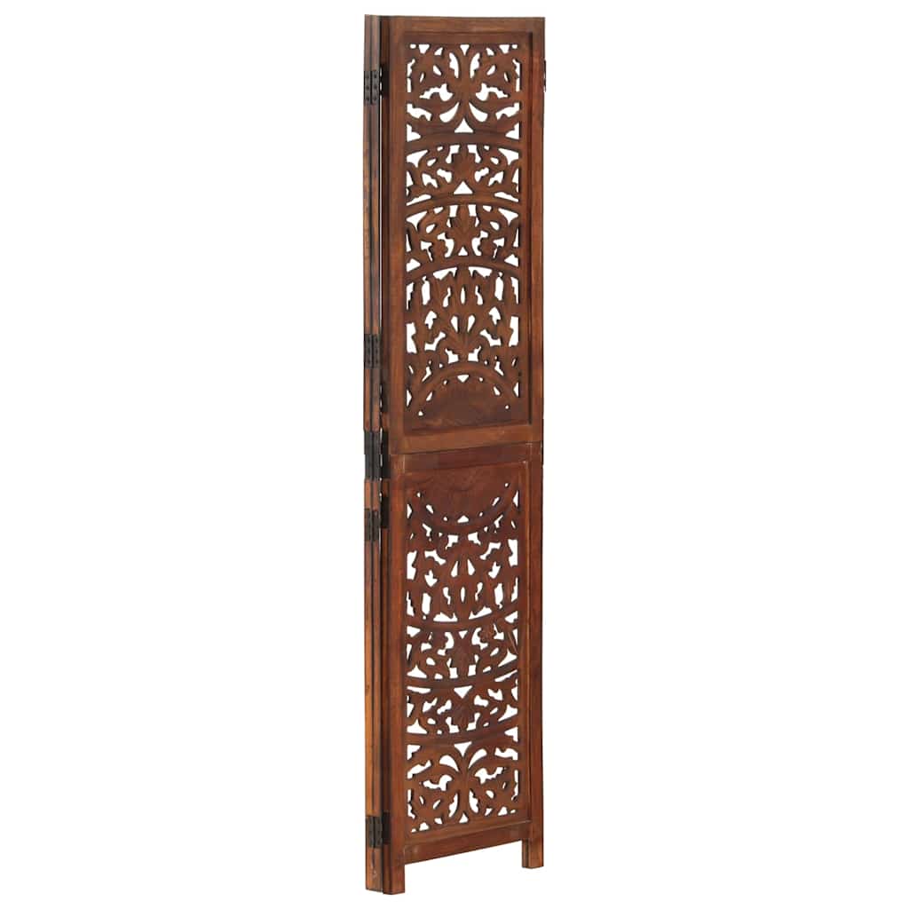 Hand carved 3-Panel Room Divider 120x165 cm Brown