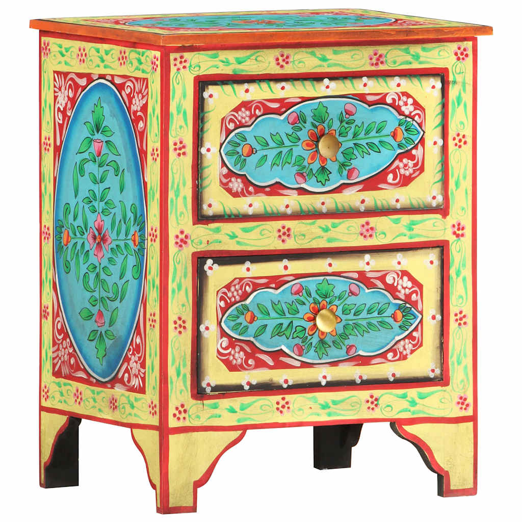 286158 vidaXL Hand Painted Bedside Cabinet 40x30x50 cm Solid Mango Wood 2