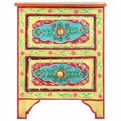 286158 vidaXL Hand Painted Bedside Cabinet 40x30x50 cm Solid Mango Wood 3