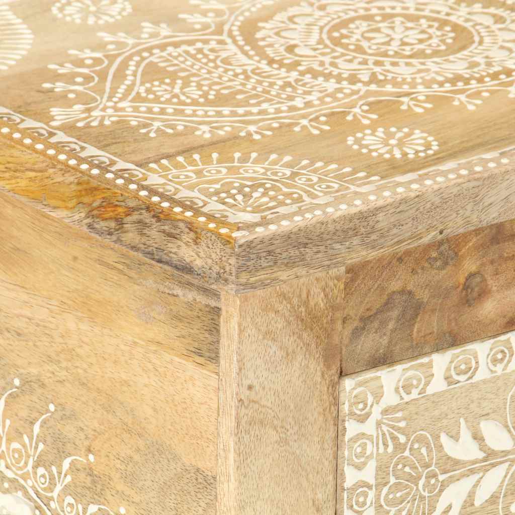 vidaXL Hand Painted bedside Cabinet 40x30x60 cm Solid Mango Wood 5
