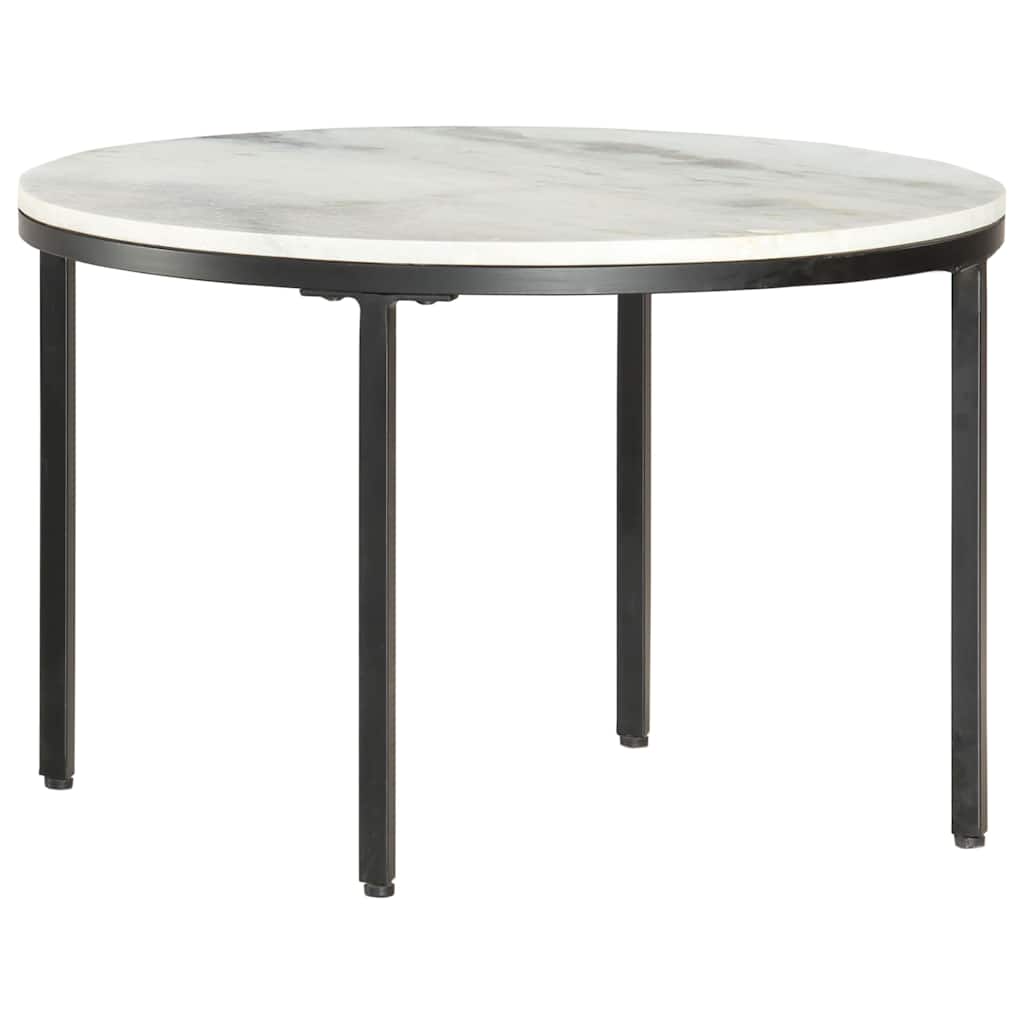 Coffee Table White and Black Real Solid Marble Ø 65 cm
