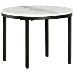 Coffee Table White and Black Real Solid Marble Ø 50 cm