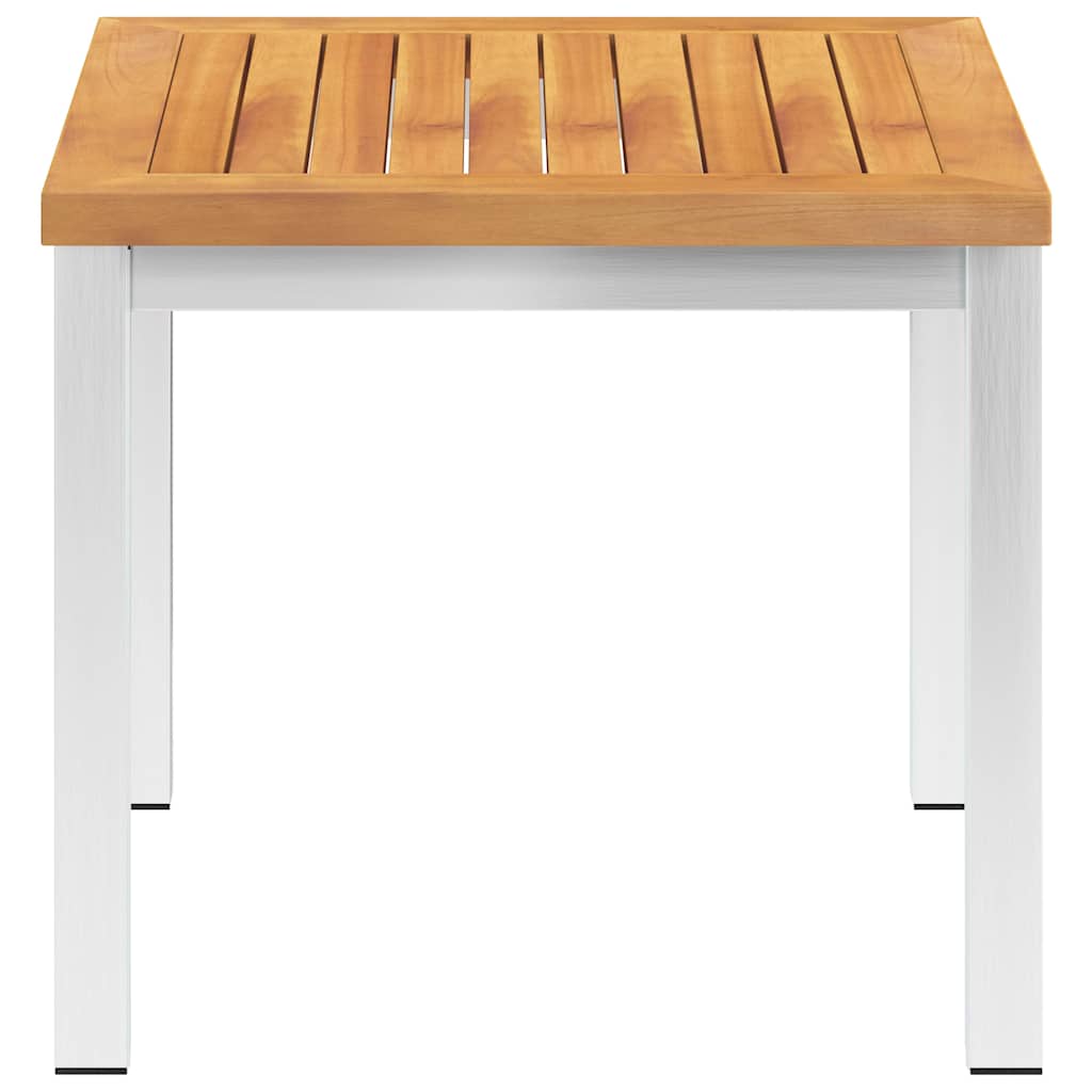 vidaXL Garden Side Table 45x45x38 cm Solid Acacia Wood&Stainless Steel 2