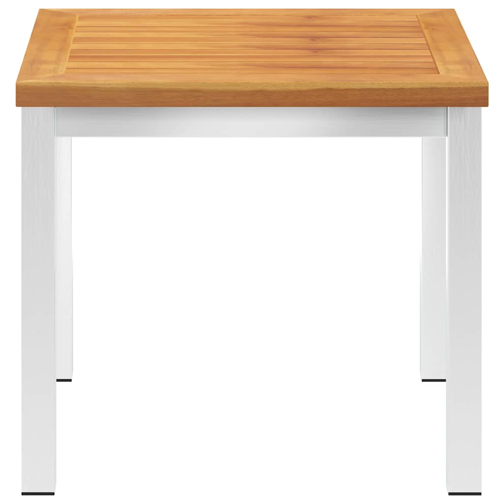 vidaXL Garden Side Table 45x45x38 cm Solid Acacia Wood&Stainless Steel 3