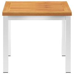 vidaXL Garden Side Table 45x45x38 cm Solid Acacia Wood&Stainless Steel 3