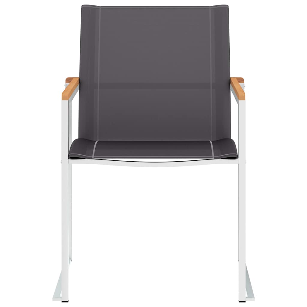Garden Chairs Textilene and Stainless Steel Grey Solid teak wood 4