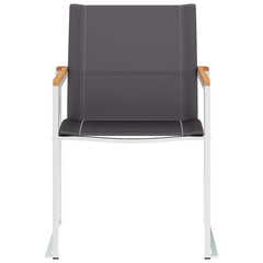Garden Chairs Textilene and Stainless Steel Grey Solid teak wood 4