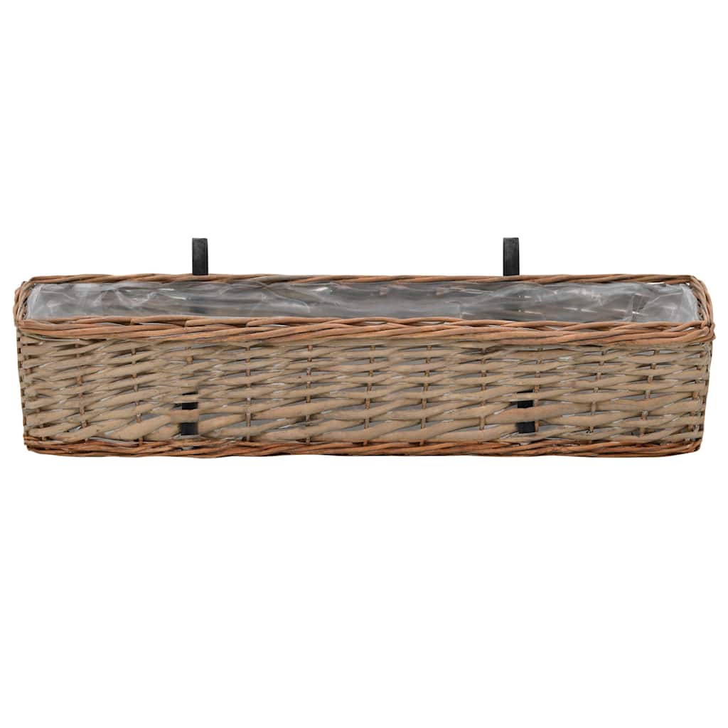 287642 vidaXL Balcony Planter 2 pcs Wicker with PE Lining 80 cm 3