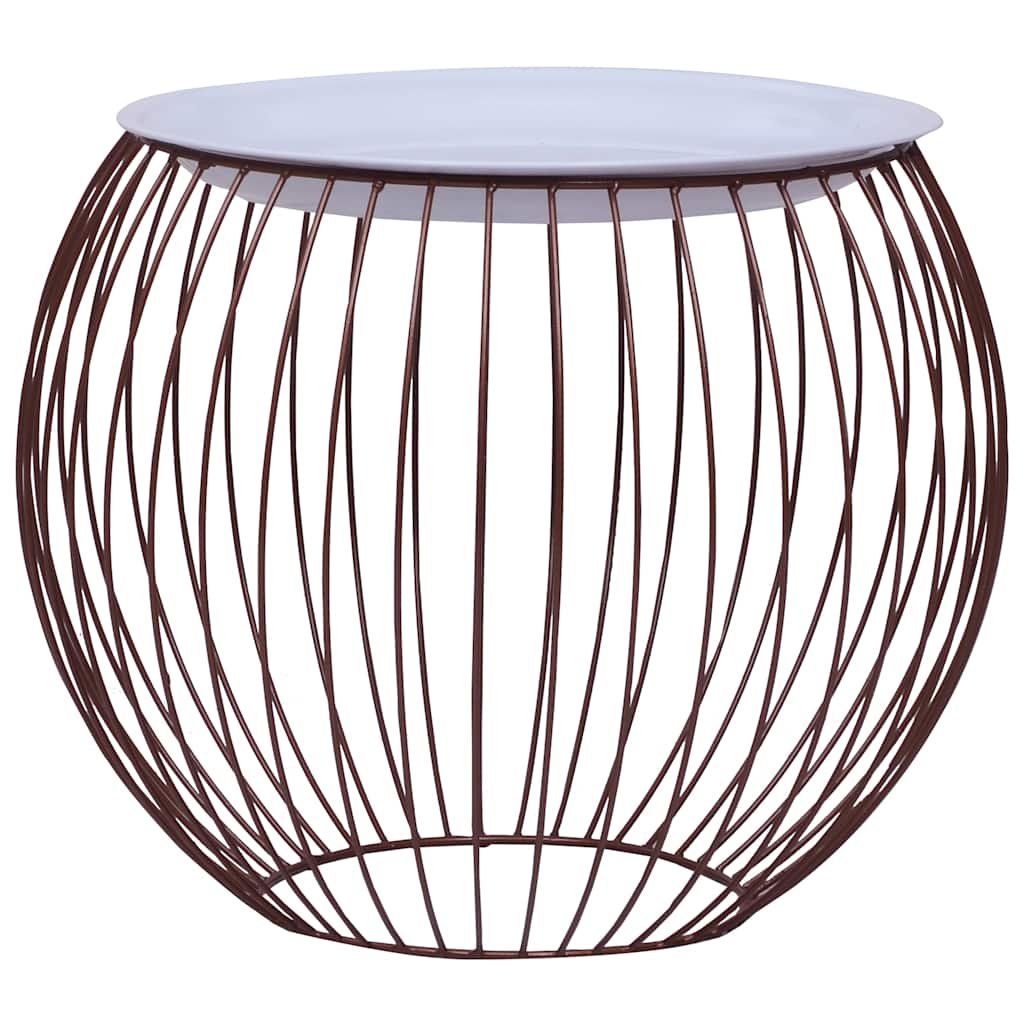 vidaXL Coffee Table | Gold, White | Metal, MDF | Compact | Storage | Round 1