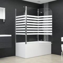 Bath Enclosure 120x68x130 cm Tempered Glass White stripe