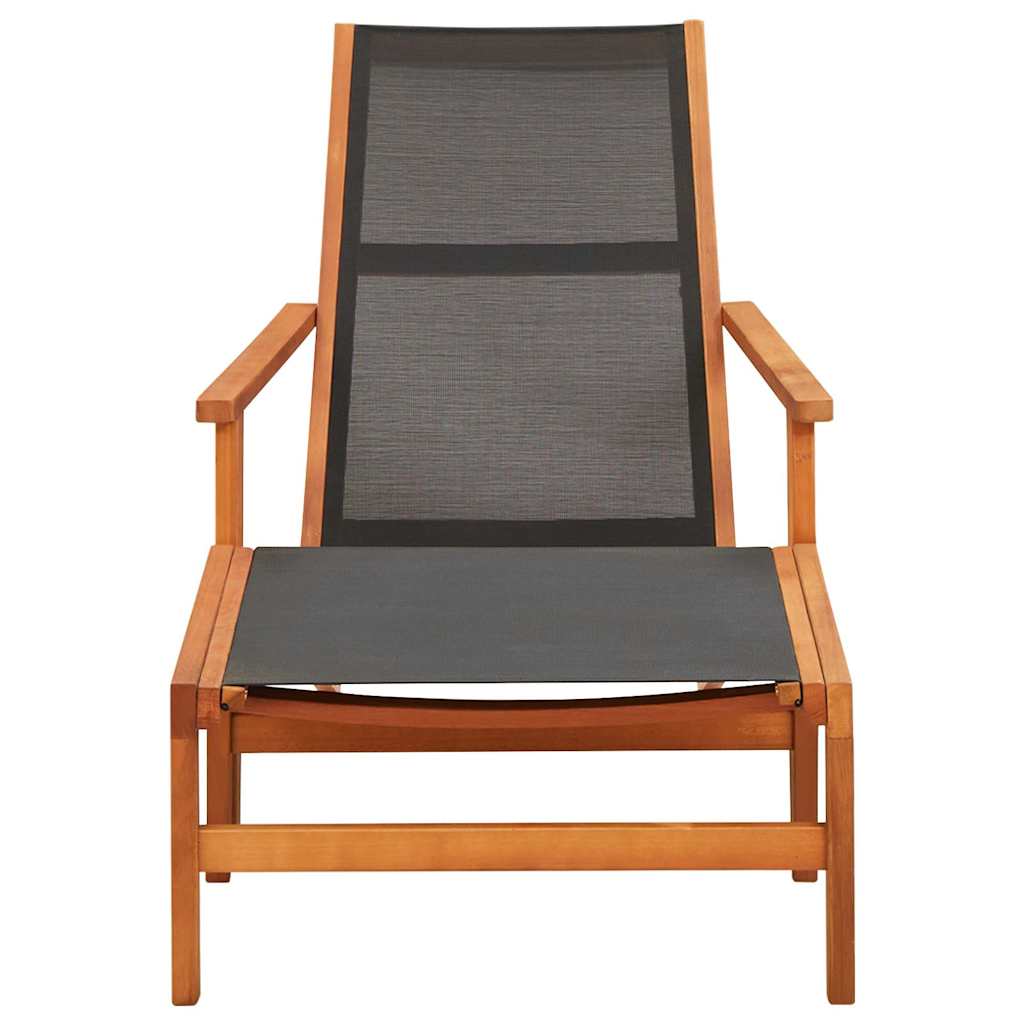 vidaXL Garden Chair with Footrest Solid Eucalyptus Wood and Textilene 2