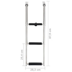 vidaXL Folding Boarding Ladder 3-step Stainless Steel 5