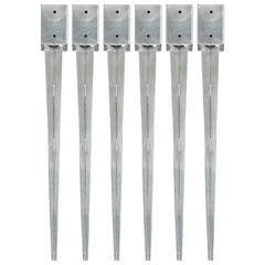 Ground Spikes Silver Galvanised Steel 6 pcs 9 cm 90 cm 9 cm