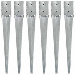 Ground Spikes Silver Galvanised Steel 6 pcs 10 cm 76 cm 10 cm