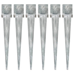 Ground Spikes Silver Galvanised Steel 6 pcs 14 cm 91 cm 14 cm