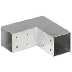 vidaXL Post Connectors 4 pcs L Shape Galvanised Metal 71x71 mm 5