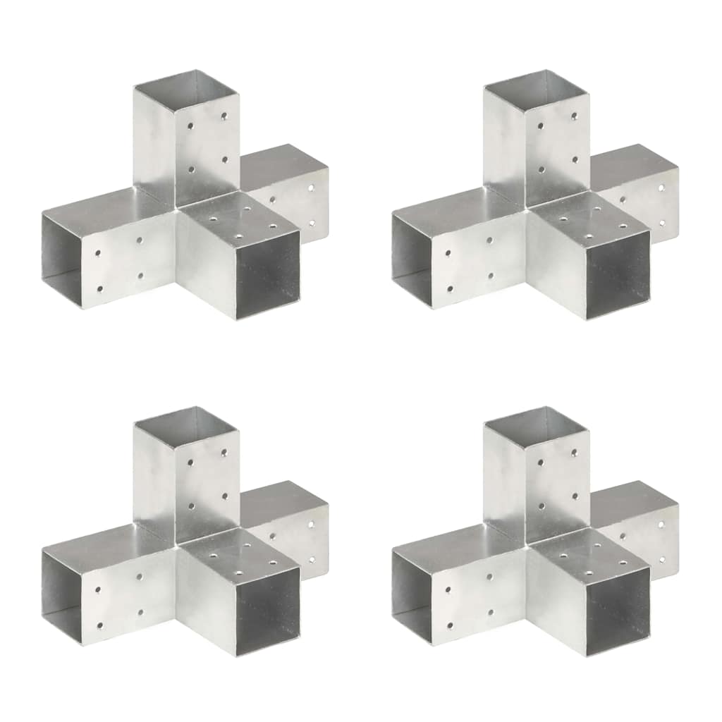 Post Connectors Galvanised Metal 4 71 mm 71 mm X shape