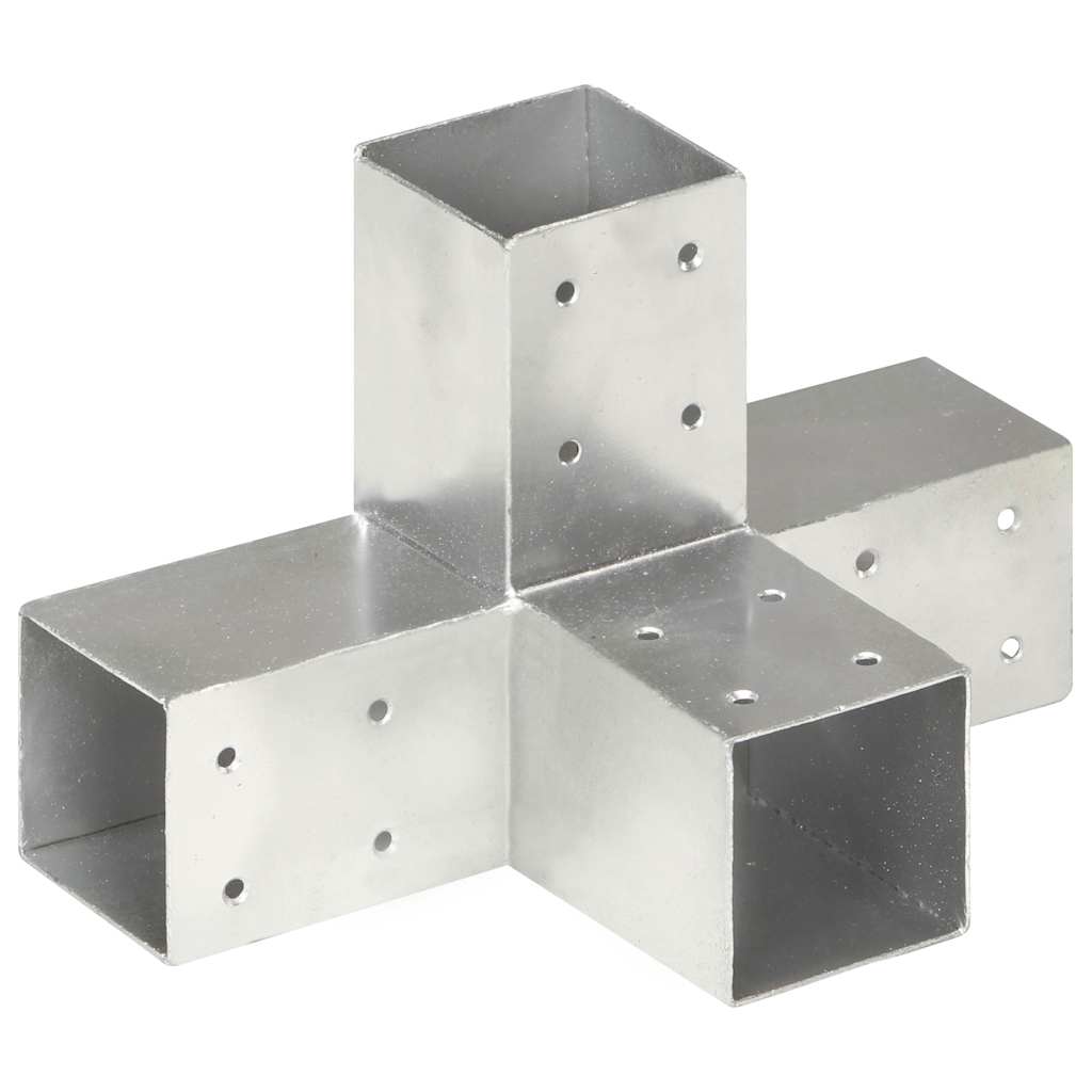 vidaXL Post Connectors 4 pcs X Shape Galvanised Metal 71x71 mm 2