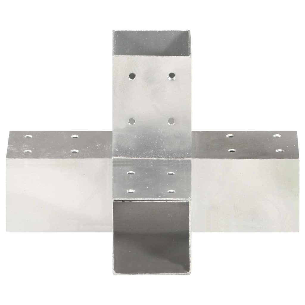 vidaXL Post Connectors 4 pcs X Shape Galvanised Metal 71x71 mm 3