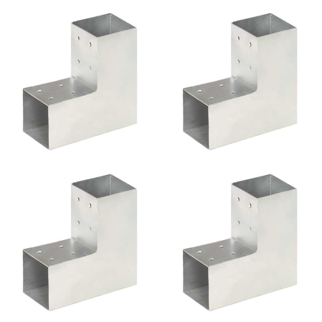 vidaXL Post Connectors 4 pcs L Shape Galvanised Metal 81x81 mm 1