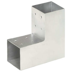 vidaXL Post Connectors 4 pcs L Shape Galvanised Metal 81x81 mm 2