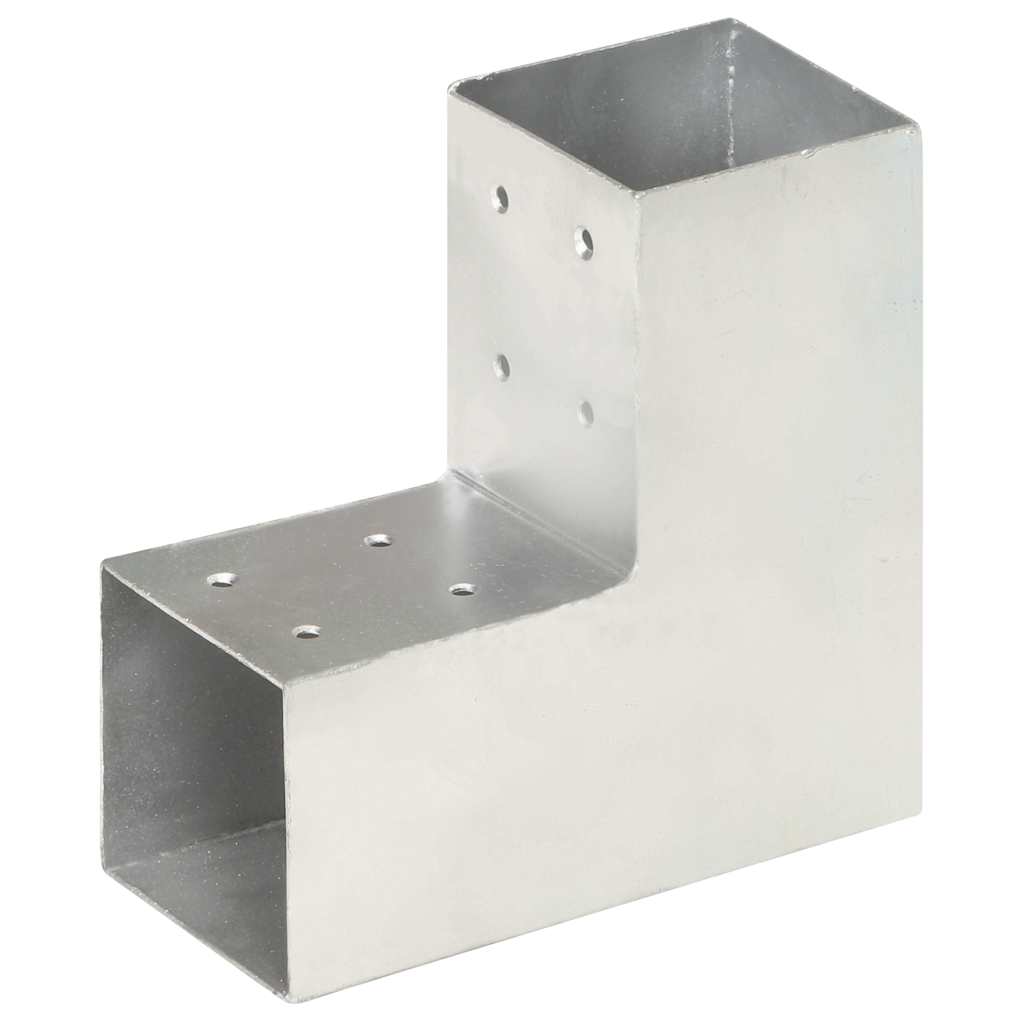 vidaXL Post Connectors 4 pcs L Shape Galvanised Metal 81x81 mm 2