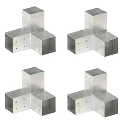 vidaXL Post Connectors Galvanised Metal 4 pcs