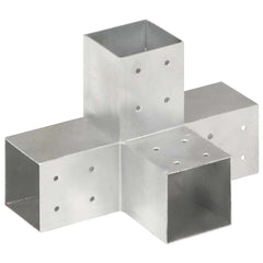 vidaXL Post Connectors 4 pcs X Shape Galvanised Metal 81x81 mm 2