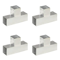 vidaXL Post Connectors Galvanised Metal 4 pcs