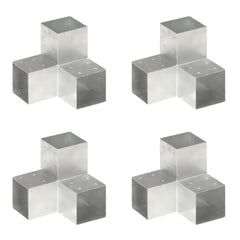 vidaXL Post Connectors Galvanised Metal 4 pcs