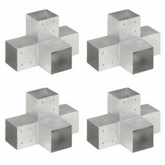 vidaXL Post Connectors Galvanised Metal 4 pcs