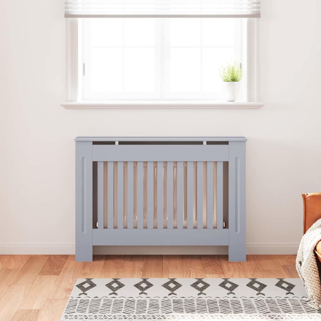 vidaXL Radiator Cover Grey 112x19x81.5 cm Engineered Wood 3