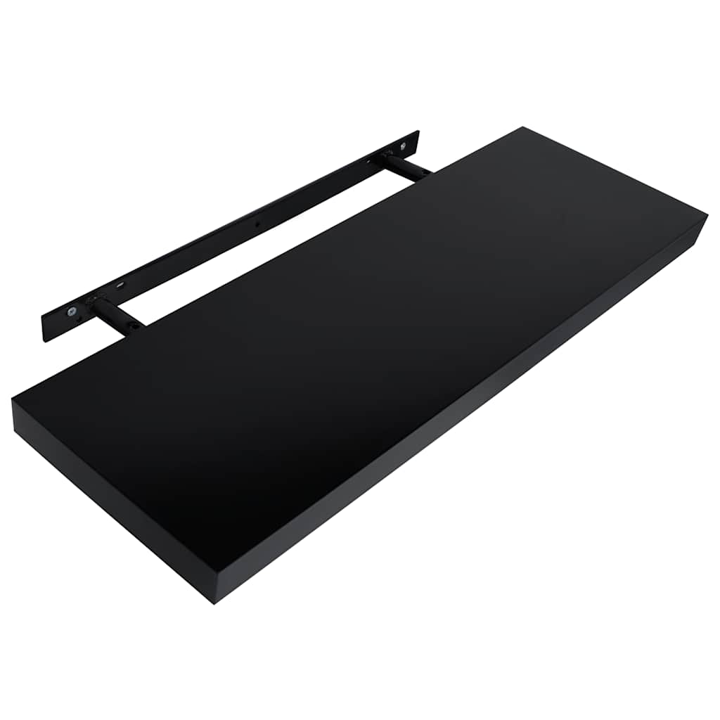 vidaXL Wall Mounted Shelf | Set of 2 | Black | MDF | 100x20x3.8 cm 4