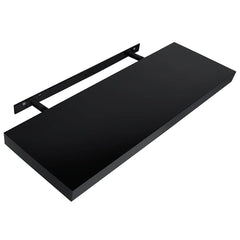 vidaXL Wall Mounted Shelf | Set of 2 | Black | MDF | 100x20x3.8 cm 4