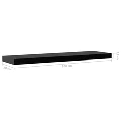 vidaXL Wall Mounted Shelf | Set of 2 | Black | MDF | 100x20x3.8 cm 6
