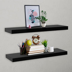 Floating Wall Shelves 2 pcs Black