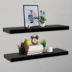 vidaXL Floating Wall Shelves 2 pcs Black 40x20x3.8 cm