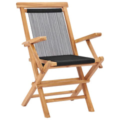vidaXL Folding Chairs 2 pcs Solid Teak Wood and Rope 2