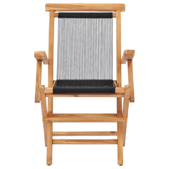 vidaXL Folding Chairs 2 pcs Solid Teak Wood and Rope 3