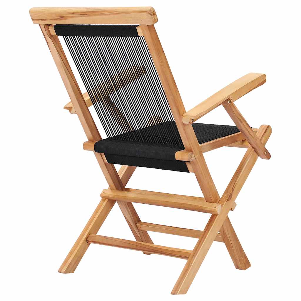 vidaXL Folding Chairs 2 pcs Solid Teak Wood and Rope 4