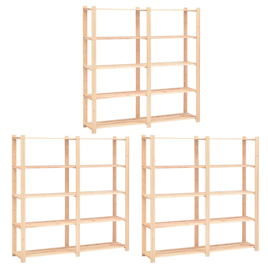 5-Tier Storage Racks 170x38x170 cm Solid Pinewood 500 kg 3